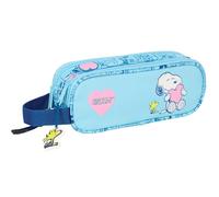 safta Snoopy Love - Astuccio doppio bambino, astuccio per bambini, ideale per bambini in età scolastica, comodo e versatile, qualità e resistenza, 21 x 6 x 8 cm, Blu chiaro, M, Casual