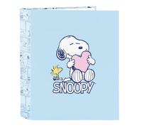 SNOOPY LOVE - Cartella a 4 anelli, ideale per bambini di diverse età, comoda e versatile, qualità e resistenza, 27 x 6 x 33 cm, Blu chiaro, M, Casual