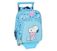safta SNOOPY LOVE - Zaino per bambini con carrello 705, ideale per bambini di diverse età, comodo e versatile, qualità e resistenza, 26 x 11 x 34 cm, Blu chiaro, M, Casual