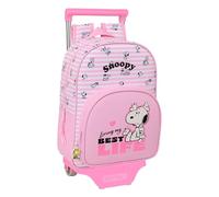 SNOOPY - Zaino per bambini con carrello Safta 705, ideale per bambini di diverse età, comodo e versatile, qualità e resistenza, 26 x 11 x 34 cm