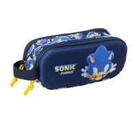 SONIC CITY - Astuccio doppio 3D, astuccio per bambini, ideale per bambini in età scolastica, comodo e versatile, qualità e resistenza, 21 x 6 x 8 cm, blu, M, Casual