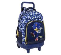 Sonic City - Zaino grande con ruote, compatto, rimovibile, ideale per bambini di diverse età, comodo e versatile, qualità e resistenza, 33 x 22 x 45 cm, blu, M, Casual