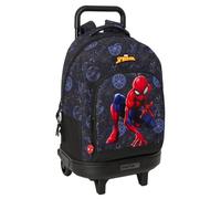 safta Spiderman Attack - Zaino grande con ruote, compatto, rimovibile, ideale per bambini di diverse età, comodo e versatile, qualità e resistenza, 33 x 22 x 45 cm, Nero, M, Casual