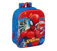 Safta SPIDERMAN 3D - Zaino da asilo 3D, adattabile al carrello, facile da pulire, ideale per bambini di diverse età, comodo e versatile, qualità e resistenza, 22 x 10 x 27 cm, colore blu marino/rosso,