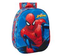 Safta SPIDERMAN 3D - Zaino scolastico, con design 3D, adattabile al carrello, ideale per bambini di diverse età, comodo e versatile, qualità e resistenza, 27 x 10 x 33 cm, blu marino/rosso, M, Casual