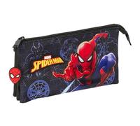 safta SPIDERMAN ATTACK - Astuccio triplo, astuccio per bambini, ideale per bambini in età scolastica, comodo e versatile, qualità e resistenza, 22 x 3 x 12 cm, Nero, M, Casual