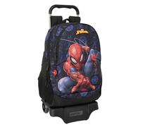 safta SPIDERMAN ATTACK - Zaino scuola con carrello, ideale per bambini di diverse età, comodo e versatile, qualità e resistenza, 33 x 15 x 43 cm, Nero, M, Casual