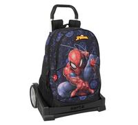 Safta SPIDERMAN ATTACK - Zaino scuola schiena ergonomico con carrello Evolution, ideale per bambini di diverse età, confortevole e versatile, qualità e resistenza, 32 x 16 x 44 cm, Nero, M, Casual