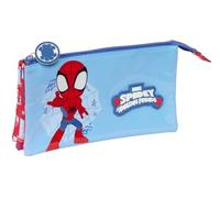 safta SPIDEY RESCUE - Astuccio triplo, astuccio per bambini, ideale per bambini in età scolastica, comodo e versatile, qualità e resistenza, 22 x 3 x 12 cm, Rosso/blu, M, Casual