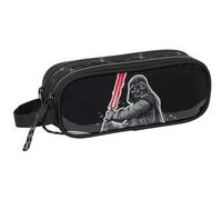 Safta Star Wars The Fighter - Astuccio doppio per bambini, astuccio per bambini, ideale per bambini in età scolastica, comodo e versatile, qualità e resistenza, 21 x 6 x 8 cm, colore nero, Nero,