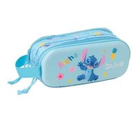 safta STITCH 3D - Astuccio doppio 3D, astuccio per bambini, ideale per bambini in età scolastica, comodo e versatile, qualità e resistenza, 21 x 6 x 8 cm, Blu chiaro, M, Casual