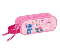 safta STITCH CHILL - Astuccio doppio bambino, astuccio per bambini, ideale per bambini in età scolastica, comodo e versatile, qualità e resistenza, 21 x 6 x 8 cm, Menta/Rosa, M, Casual