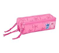 safta STITCH CHILL - Astuccio triplo piccolo, astuccio per bambini, ideale per bambini in età scolastica, comodo e versatile, qualità e resistenza, 22 x 6 x 8,5 cm, Menta/Rosa, M, Casual