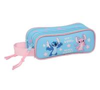 safta Stitch HAPPY - Astuccio doppio bambino, astuccio per bambini, ideale per bambini in età scolastica, comodo e versatile, qualità e resistenza, 21 x 6 x 8 cm, azzurro, M, Casual