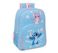 STITCH HAPPY - Zaino scuola bambino, zaino bambino, zaino per bambini, adattabile al carrello, ideale per bambini in età scolastica, comodo e versatile, qualità e resistenza, 33 x 14 x 42 cm, azzurro