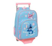 safta STITCH HAPPY - Zaino per bambini con carrello 705, ideale per bambini di diverse età, comodo e versatile, qualità e resistenza, 26 x 11 x 34 cm, azzurro, M, Casual