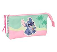 safta STITCH ICE CREAM - Astuccio triplo, astuccio per bambini, ideale per bambini in età scolastica, comodo e versatile, qualità e resistenza, 22 x 3 x 12 cm, Rosa, M, Casual