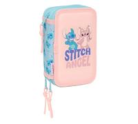 safta STITCH OHANA - Astuccio scolastico con 37 utili inclusi, astuccio per bambini, ideale per bambini dai 5 ai 14 anni, comodo e versatile, qualità e resistenza, 12,5 x 5,5 x 19,5 cm