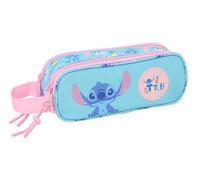 STITCH WAVES - Astuccio doppio bambino, astuccio per bambini, ideale per bambini in età scolastica, comodo e versatile, qualità e resistenza, 21 x 6 x 8 cm