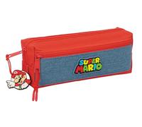 SUPER MARIO - Astuccio triplo piccolo, astuccio per bambini, ideale per bambini in età scolastica, comodo e versatile, qualità e resistenza, 22 x 6 x 8,5 cm