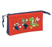 SUPER MARIO MAMMA MIA - Astuccio triplo, astuccio per bambini, ideale per bambini in età scolastica, comodo e versatile, qualità e resistenza, 22 x 3 x 12 cm