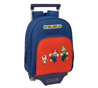 SUPER MARIO MAMMA MIA - Zaino per bambini con carrello Safta 705, ideale per bambini di diverse età, comodo e versatile, qualità e resistenza, 28 x 10 x 34 cm