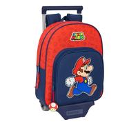 Safta SUPER MARIO TRICK - Zaino per bambini con carrello 705, ideale per bambini di diverse età, comodo e versatile, qualità e resistenza, 28 x 10 x 34 cm, blu scuro/rosso, M, Casual
