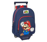 Safta SUPER MARIO WORLD - Zaino per bambini con carrello 705, ideale per bambini di diverse età, comodo e versatile, qualità e resistenza, 28 x 10 x 34 cm, colore blu navy