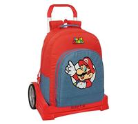 SUPER MARIO - Zaino da scuola, schienale ergonomico, con carrello Safta Evolution, ideale per bambini di diverse età, comodo e versatile, qualità e resistenza, 32 x 15 x 42 cm