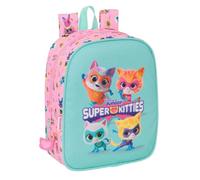 safta SUPERKITTIES - Zaino per bambini, zaino per bambini, zaino per scuola, adattabile al carrello, ideale per asilo, comodo e versatile, qualità e resistenza, 22 x 10 x 27 cm, Rosa chiaro/Turchese