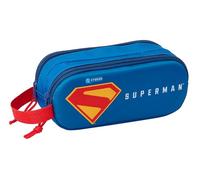 safta SUPERMAN 3D - Astuccio doppio 3D, astuccio per bambini, ideale per bambini in età scolastica, comodo e versatile, qualità e resistenza, 21 x 6 x 8 cm, blu, M, Casual