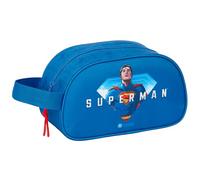 Safta SUPERMAN - Beauty case scuola per bambini medio con manico, borsa per bambini, adattabile al carrello, facile da pulire, comodo e versatile, qualità e resistenza, 26 x 12 x 15 cm, blu, M, Casual