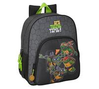 Safta Tartugas Ninja - Zaino scuola per bambini, adattabile a carrozzina, ideale per bambini in età scolastica, comodo e versatile, qualità e resistenza, 32 x 12 x 38 cm, colore grigio/nero, Grigio /