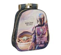Safta THE MANDALORIAN - Zaino scolastico, con design 3D, adattabile a carrozzina, ideale per bambini di diverse età, comodo e versatile, qualità e resistenza, 27 x 10 x 33 cm, colore: nero/beige, Nero