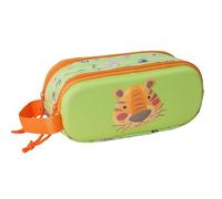 safta TIGER 3D - Astuccio doppio 3D, astuccio per bambini, ideale per bambini in età scolastica, comodo e versatile, qualità e resistenza, 21 x 6 x 8 cm, verde lime, M, Casual