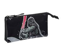 Safta Star Wars The Fighter - Astuccio triplo, astuccio per bambini, ideale per bambini in età scolastica, comodo e versatile, qualità e resistenza, 22 x 3 x 12 cm, colore: nero, Nero, Estándar,