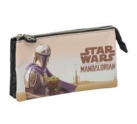 Safta The Mandalorian This IS The Way - Astuccio triplo, astuccio per bambini, ideale per bambini in età scolastica, comodo e versatile, qualità e resistenza, 22 x 3 x 12 cm, colore: nero, Nero,