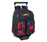 safta SPIDERMAN ATTACK - Zaino per bambini con carrello 705, ideale per bambini di diverse età, comodo e versatile, qualità e resistenza, 27 x 10 x 33 cm, Nero, M, Casual