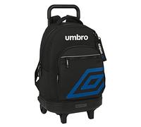 SAFTA UMBRO Flash - Zaino grande con ruote, compatto, rimovibile, ideale per bambini di diverse età, comodo e versatile, qualità e resistenza, 33 x 22 x 45 cm, colore: nero, Nero, Estándar, Casual