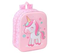 Safta Unicorn 3D - Zaino per asilo 3D, adattabile al carrello, facile da pulire, ideale per bambini di diverse età, comodo e versatile, qualità e resistenza, 22 x 10 x 27 cm, rosa chiaro, M, Casual
