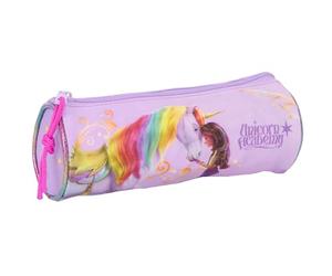 safta UNICORN ACADEMY - Astuccio rotondo scolastico, astuccio per bambini, ideale per bambini dai 5 ai 14 anni, comodo e versatile, qualità e resistenza, 20 x 7 cm, viola, M, Casual