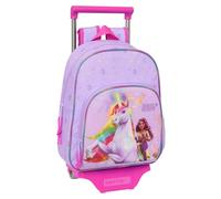 safta UNICORN ACADEMY - Zaino per bambini con carrello 705, ideale per bambini di diverse età, comodo e versatile, qualità e resistenza, 28 x 10 x 34 cm, viola, M, Casual