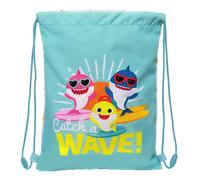BABY SHARK SURFING - Zaino a sacco piatto, ideale per bambini di diverse età, comodo e versatile, qualità e resistenza, 26 x 34 cm, colore blu e bianco, blu/bianco, Estándar, Casual