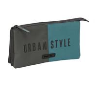 safta URBAN STYLE - Astuccio triplo, astuccio per bambini, ideale per bambini in età scolastica, comodo e versatile, qualità e resistenza, 22 x 3 x 12 cm, grigio/blu, M, Casual
