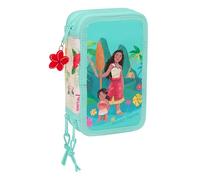 safta VAIANA - Astuccio scolastico con 37 utili inclusi, astuccio per bambini, ideale per bambini dai 5 ai 14 anni, comodo e versatile, qualità e resistenza, 12,5 x 5,5 x 19,5 cm, colore: Beige/Blu,