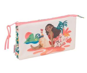 safta VAIANA - Astuccio triplo per bambini, ideale per bambini in età scolastica, comodo e versatile, qualità e resistenza, 22 x 3 x 12 cm