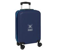 safta | Valigia da cabina 20″ Munich Nautic, rigida in ABS+PC, blu navy con cerniera turchese, 4 ruote doppie a 360°, lucchetto di sicurezza, Dimensioni 34,5x20x55 cm