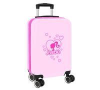 Safta - Valigia da cabina da 50,8 cm Barbie Painterly, rigida in ABS + PC, rosa, 4 ruote doppie a 360°, lucchetto di sicurezza, interno foderato con divisore e tasca in rete, misure 34,5 x 20 x 55 cm