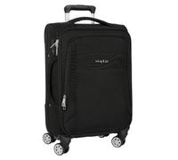 safta | Valigia da cabina morbida 20 Business Black, 4 ruote doppie a 360°, lucchetto di sicurezza, tasca frontale imbottita per laptop 15,6″, interno foderato con rete, Dimensioni 35x20x51 cm