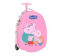 safta | Valigia per bambini con ruote Peppa Pig Baby Pig 16″, manico telescopico, interno foderato con tasca in rete con cerniera, cinghie elastiche fermabagaglio, ABS+PC, rosa